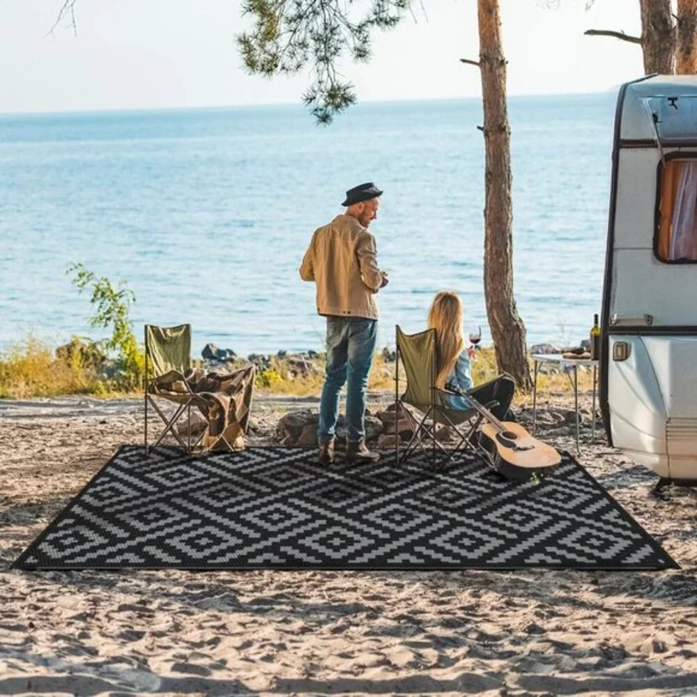 New 6x9 Outdoor Rug, Waterproof Reversible Patio Mat for RV, Deck, Porch & More